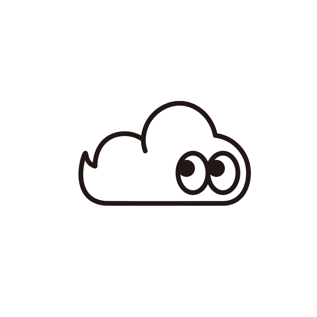 大きな目のある雲のロゴ